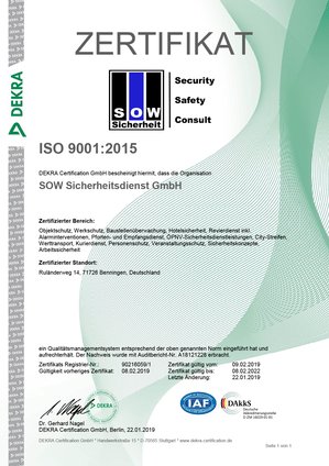 ISO 9001 Zertifikat Zertifizierung DEKRA Prozesse Abläufe QM Qualitätsmanagement